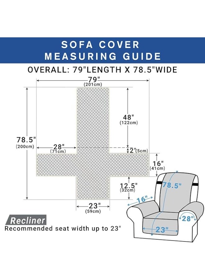 Water Resistant Recliner Cover, Nonslip Recliner Chair Covers for Reclining Chair with Pockets, Quilted Thick Recliner Slipcovers for Pets and Kids (Recliner Chair, Beige) - Image 4